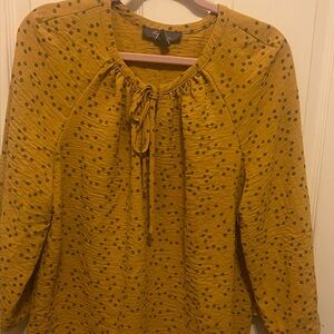 Stylish Mustard Blouse with Black Dots